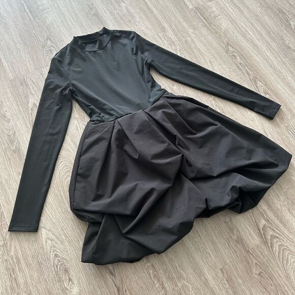 Bubble Hem Black Mini Dress - Picture 4 of 8